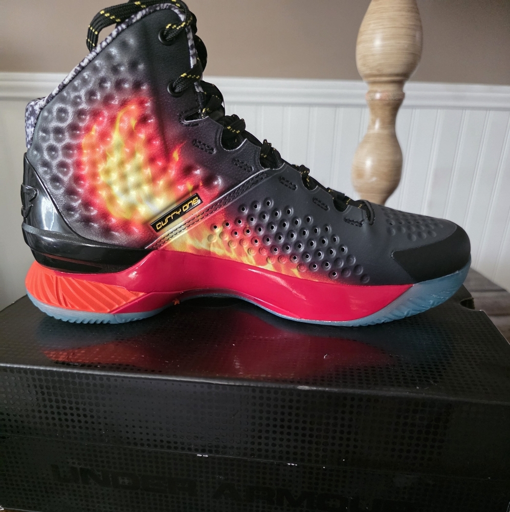 Under Armour Black and Red High-Top Sneakers